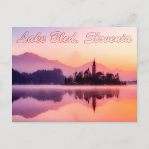 Sjö Bled, Slovenien Vackra Sunrise Vykort
