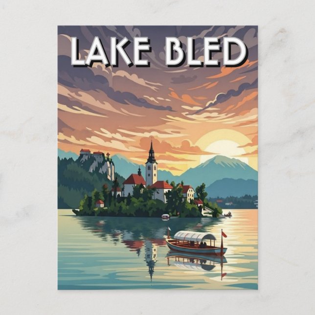 Sjö Bled Slovenien Vykort (Framsida)