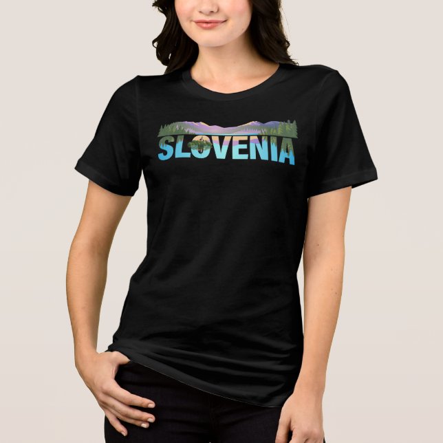 Sjö Bled Slovenska Europa T Shirt (Framsida)