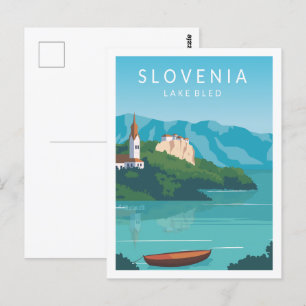Sjö Bled Slovenska resan Ställe Illustration Vykort