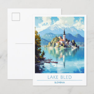 Sjö Bled Slovenska Vintage resor Vykort