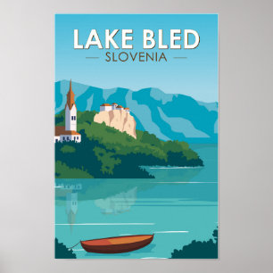 Sjö Bled Slovenska Vintagen för resereaktion Reset Poster