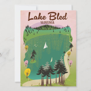 Sjö Bled vintage stil-reseaffisch Slovenien