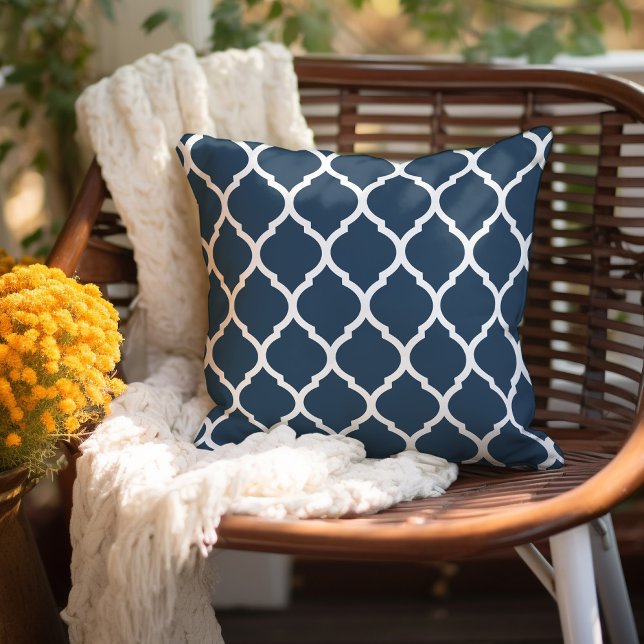 Sjö Blue och White Moroccan Mönster Kudde (Skapare uppladdad)