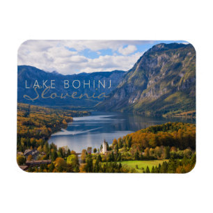 Sjö Bohinj i Slovenien i höst Magnet