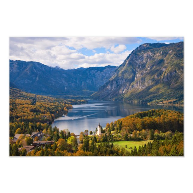 Sjö Bohinj i Slovenien på hösten Fototryck (Framsidan)