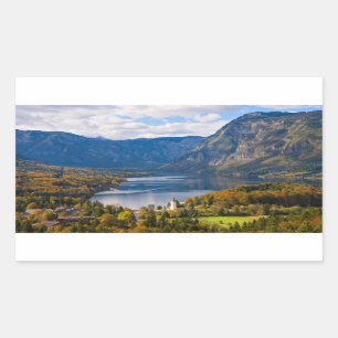 Sjö Bohinj i Slovenien på hösten Rektangulärt Klistermärke