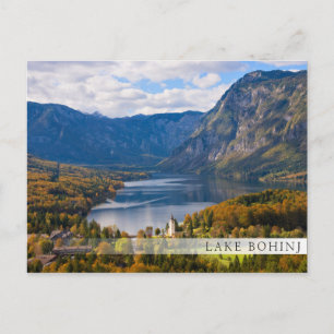 Sjö Bohinj i Slovenien på hösten Vykort