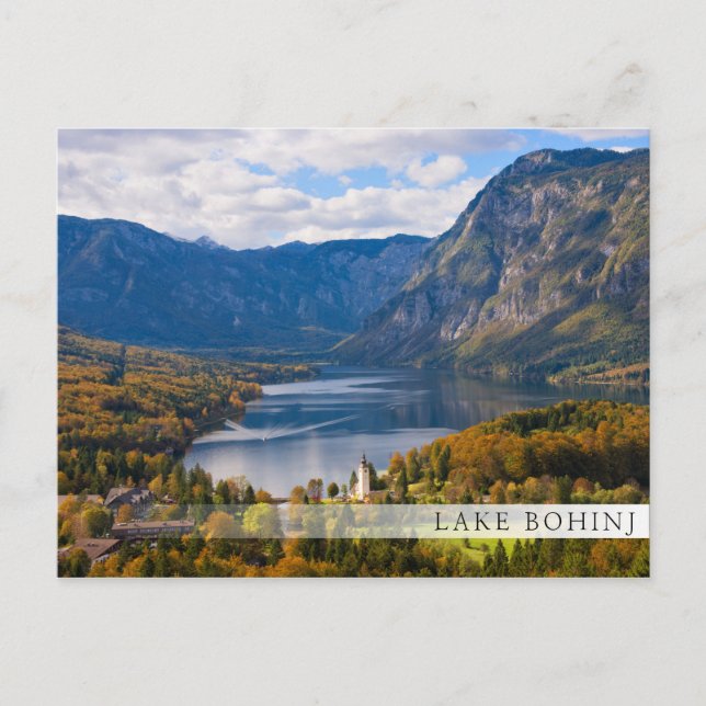 Sjö Bohinj i Slovenien på hösten Vykort (Framsida)