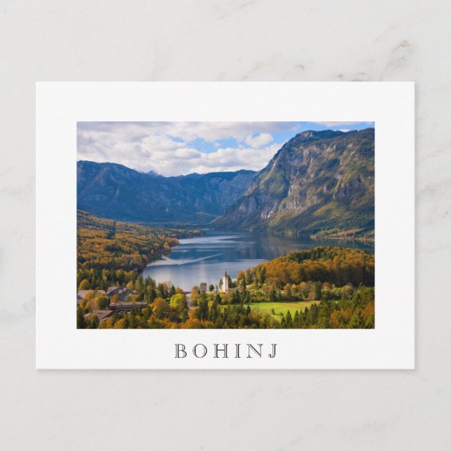Sjö Bohinj i Slovenien på hösten Vykort (Framsida)