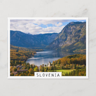 Sjö Bohinj i Slovenien på hösten Vykort