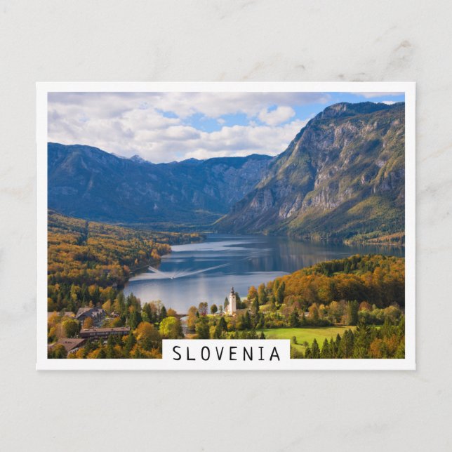 Sjö Bohinj i Slovenien på hösten Vykort (Framsida)