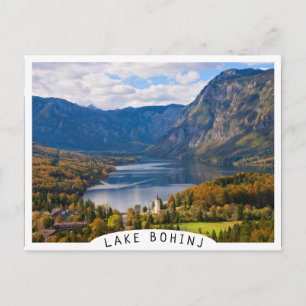 Sjö Bohinj i Slovenien på hösten Vykort