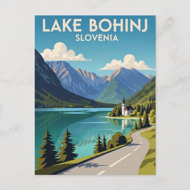Sjö Bohinj Slovenien Vykort (Framsida)