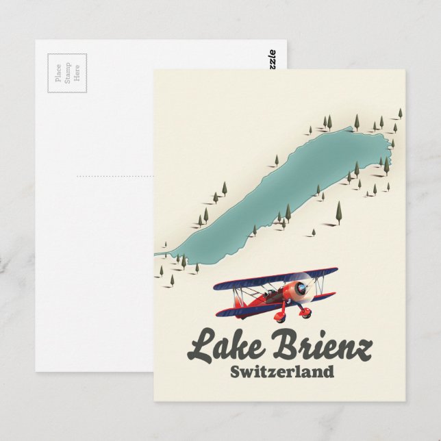 Sjö Brienz Schweiz karta Vykort (Fram/baksida)