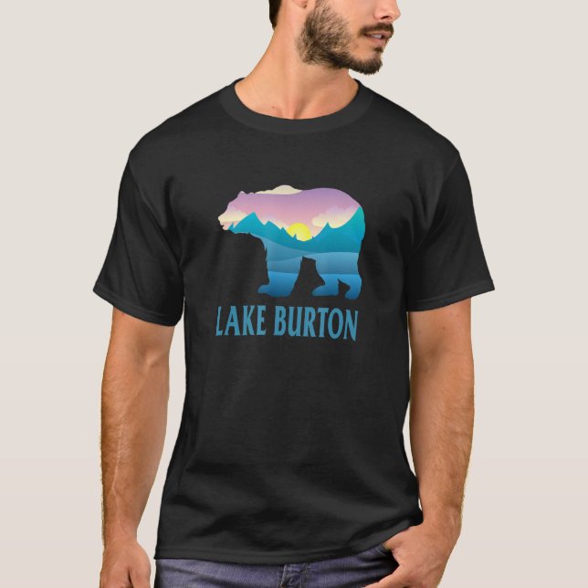 Sjö Burton Mountain Lila Setting Sol Bear Natur T Shirt (Framsida)