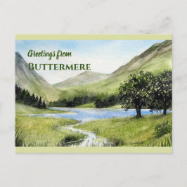 Sjö Buttermere, England Watercolor Painting Vykort