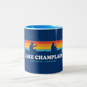Sjö Chamblank New York Vermont Canoe Två-Tonad Mugg