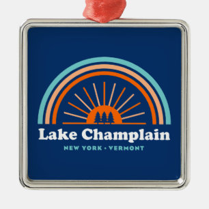 Sjö Chamblank New York Vermont Rainbow Julgransprydnad Metall