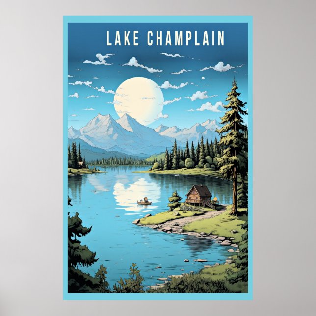 Sjö Chamblank, Vermont-illustration Poster (Framsidan)