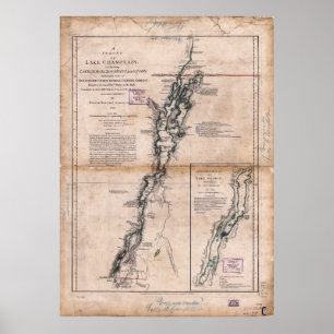 Sjö Chamlie Sjö George Krona Point Karta (1776) Poster