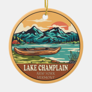 Sjö Champosite Boating Fishing Emblem Julgransprydnad Keramik