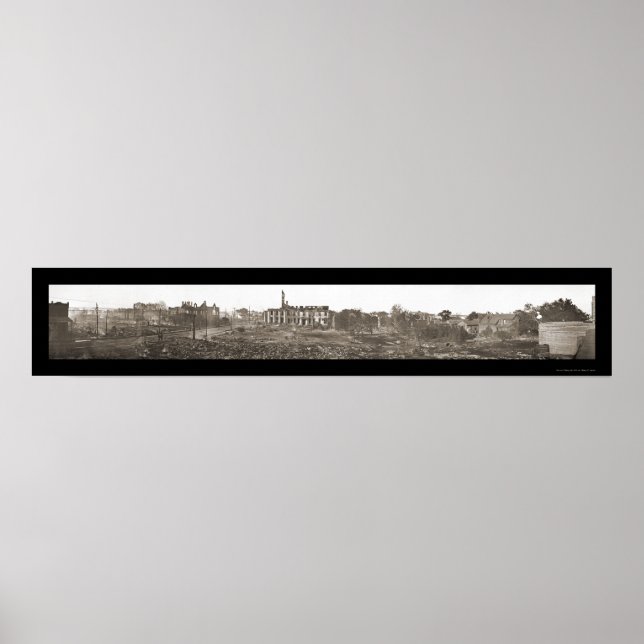 Sjö Charles LA Burned Photo 1910 Poster (Framsidan)