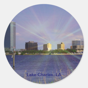 Sjö Charles, LA Skyline med Sunburst Runt Klistermärke