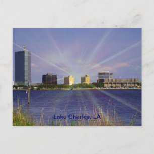 Sjö Charles, LA Skyline med Sunburst Vykort