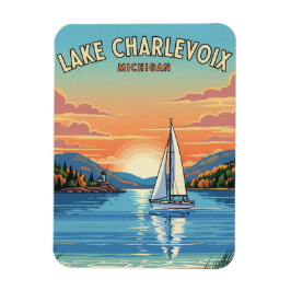 Sjö Charlevoix Michigan Travel Magnet