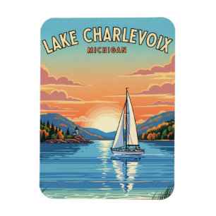 Sjö Charlevoix Michigan Travel Magnet