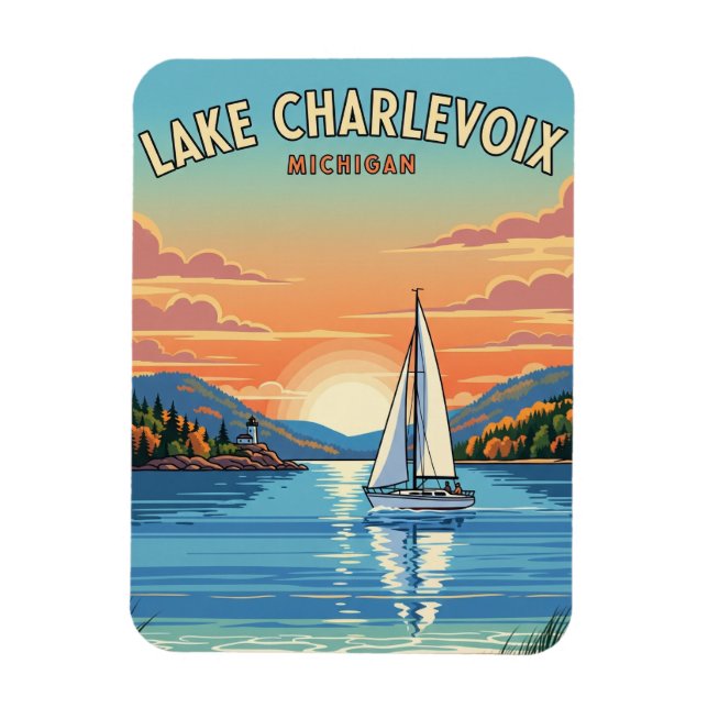 Sjö Charlevoix Michigan Travel Magnet (Vertikal)