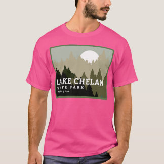 Sjö Chelan State Park Washington Träd och Forest T Shirt
