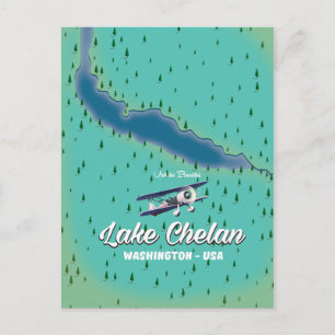 Sjö Chelan Washington karta Vykort