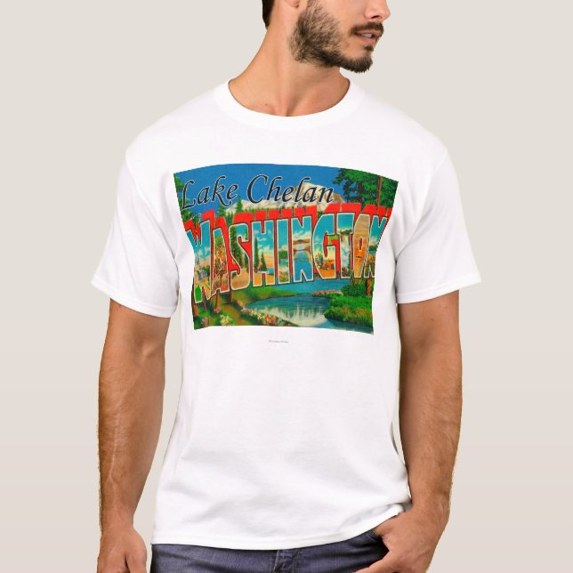 Sjö Chelan, Washington - stora brevplatser T Shirt (Framsida)