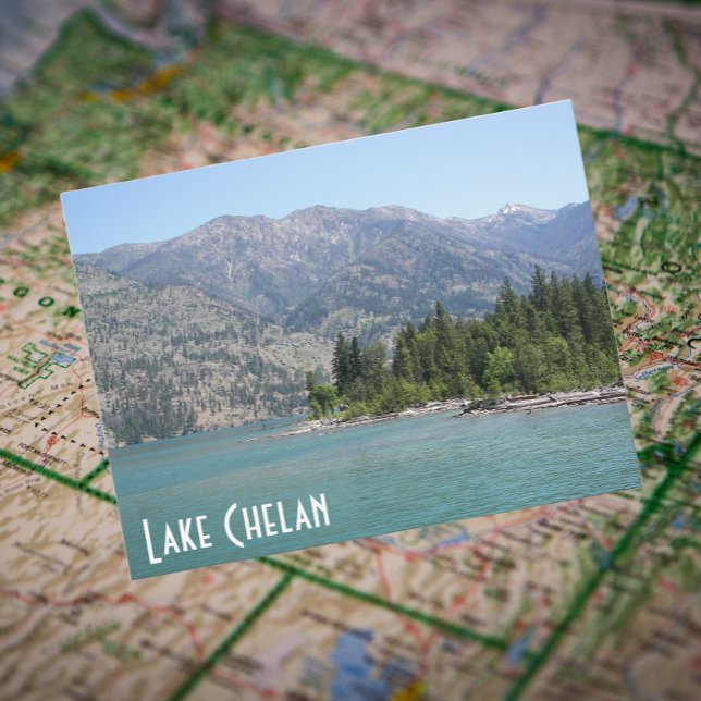Sjö Chelan, Washington Travel Photo Vykort (In Situ Map)