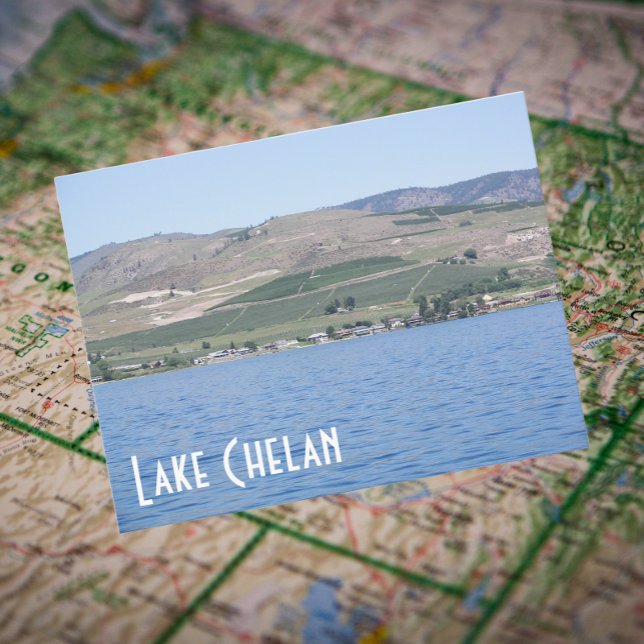 Sjö Chelan, Washington Travel Photo Vykort (In Situ Map)