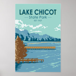Sjö Chicot State Park Arkansas Vintage Poster
