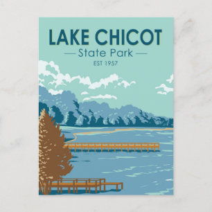 Sjö Chicot State Park Arkansas Vintage Vykort