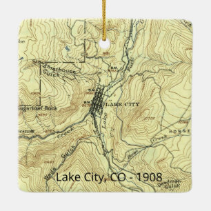 Sjö City Colorado Vintage Karta Julgransprydnad Keramik