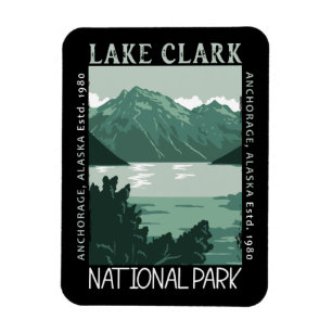 Sjö Clark nationalpark Alaska Vintage Distress Magnet