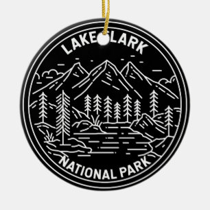 Sjö Clark nationalpark Alaska Vintage Monoline Julgransprydnad Keramik