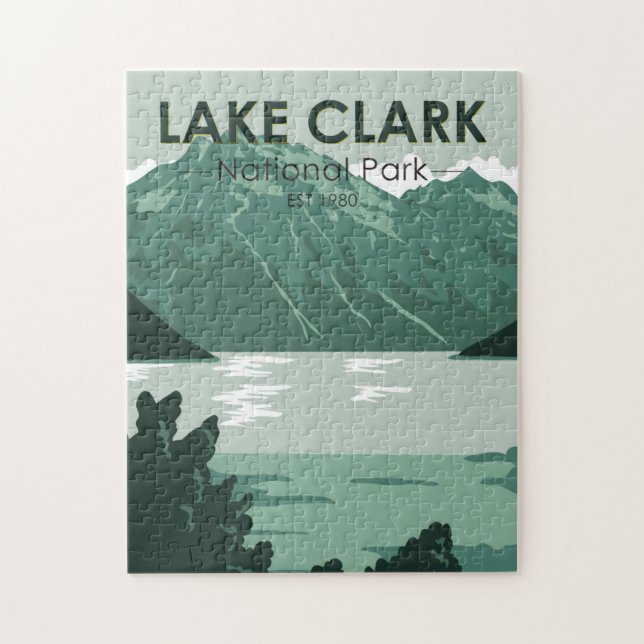 Sjö Clark nationalpark Alaska Vintage Pussel (Vertikal)