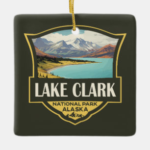 Sjö Clark nationalpark Illustration Travel Art Julgransprydnad Keramik