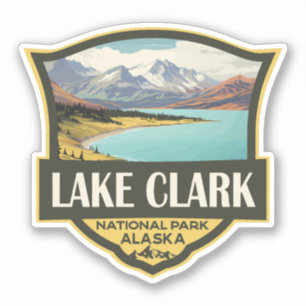 Sjö Clark nationalpark Illustration Travel Art Klistermärken