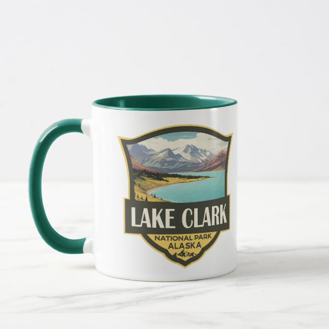 Sjö Clark nationalpark Illustration Travel Art Mugg (Vänster)