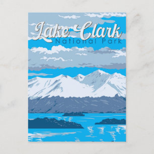Sjö Clark nationalpark Illustration Travel Art Vykort