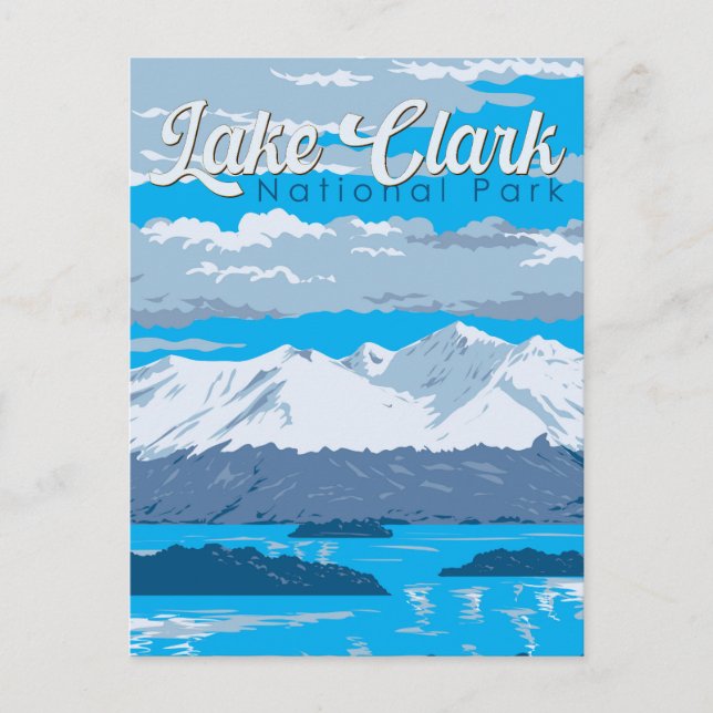 Sjö Clark nationalpark Illustration Travel Art Vykort (Framsida)
