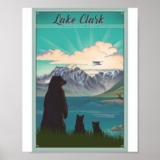 Sjö Clark nationalpark Litho Artwork Poster (Framsidan)
