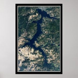 Sjö Coeur d'Alene Idaho Satellite Poster Karta